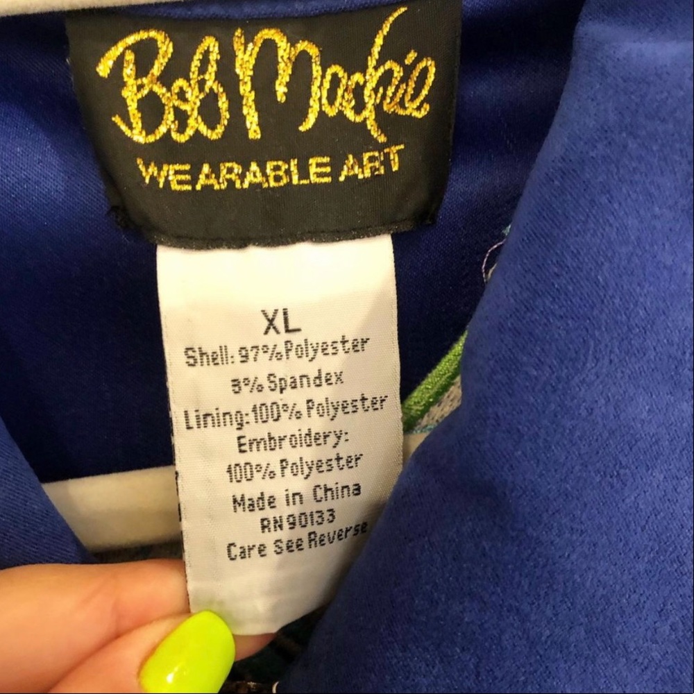 BOB MACKIE royal blue suede peacock jacket - Picture 3 of 5